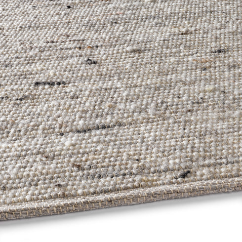 Wollteppich Natur | Reine Schur-Wolle Handweb Teppich im Skandinavischen Design | Grau Meliert